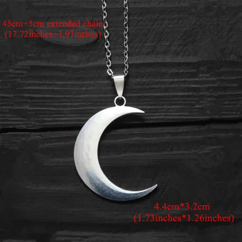 Silver Half Moon Pendant and Necklace! FREE SHIPPING IN USA!
