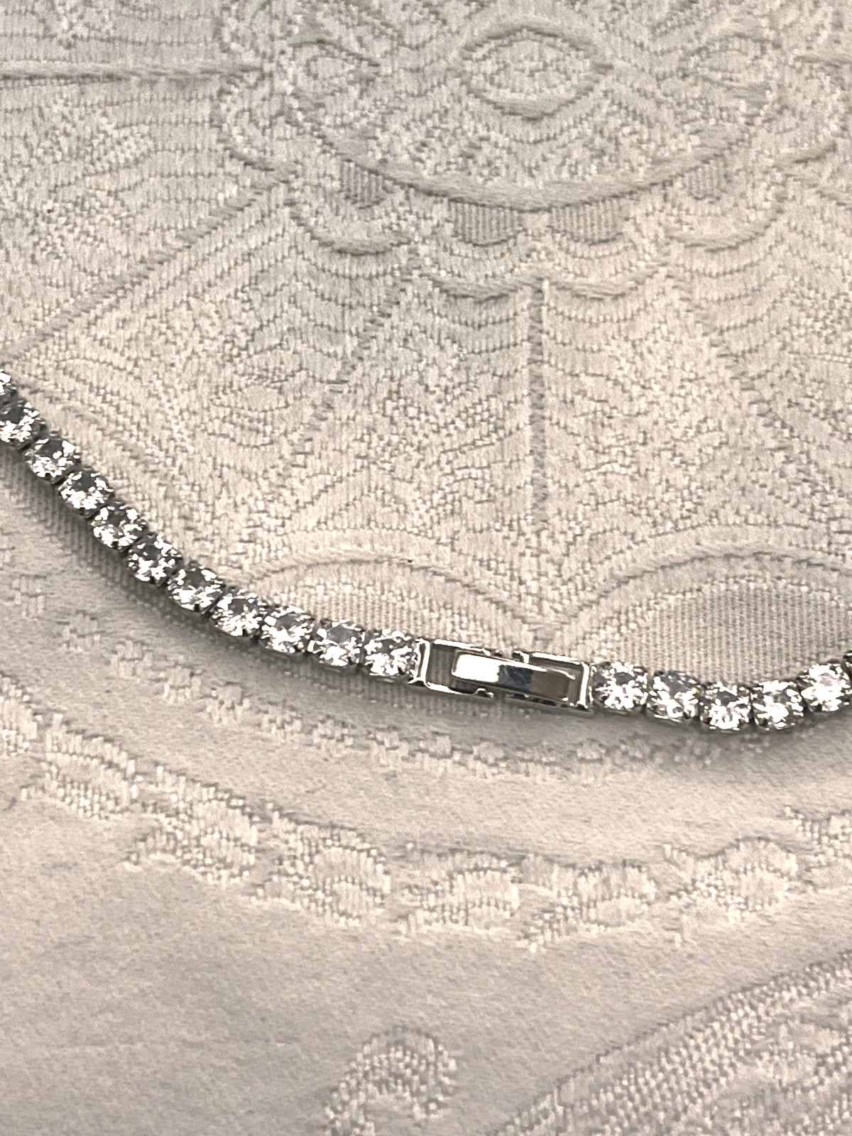 Tennis Necklace 50 cm CZ Stones Silver Colored Necklace