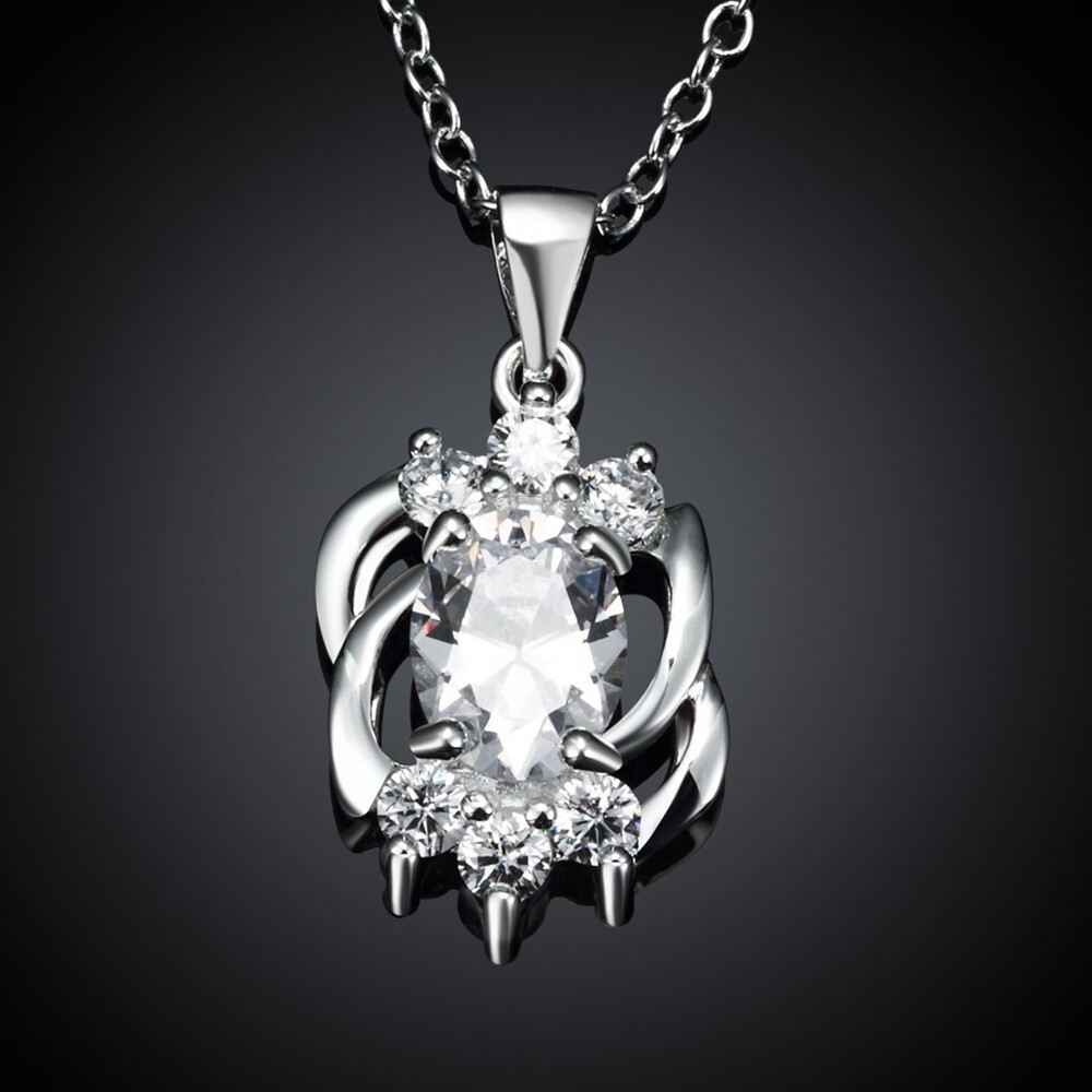 Chic 925 Sterling Silver Filled SF CZ Pendant Necklace N-A784 Gift