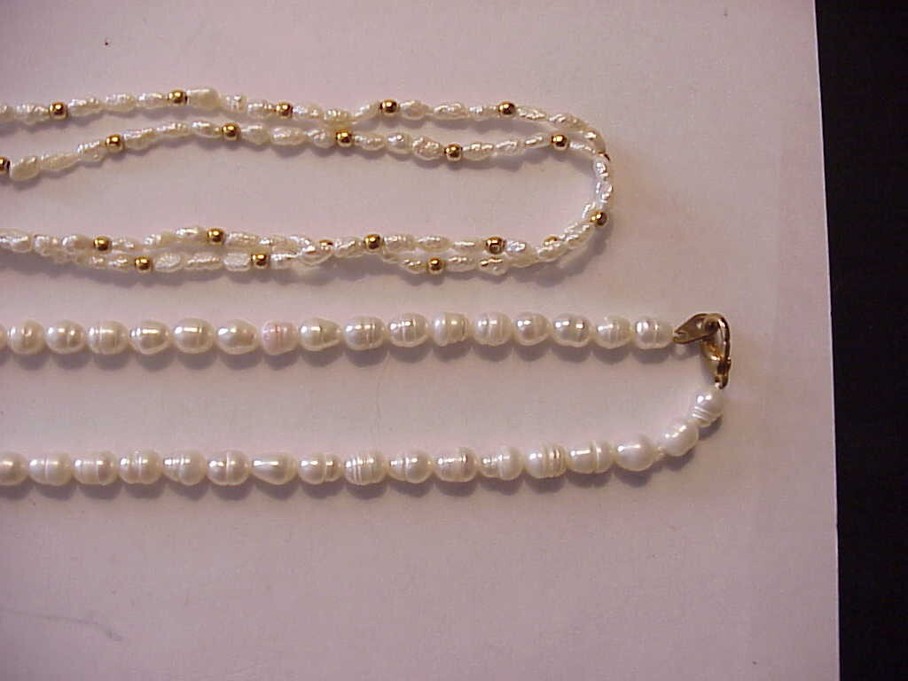 2 FRESH WATER PEARL NECKLACES, SINGLE STRAND 32 IN, OTHER IS 18-1/2 IN