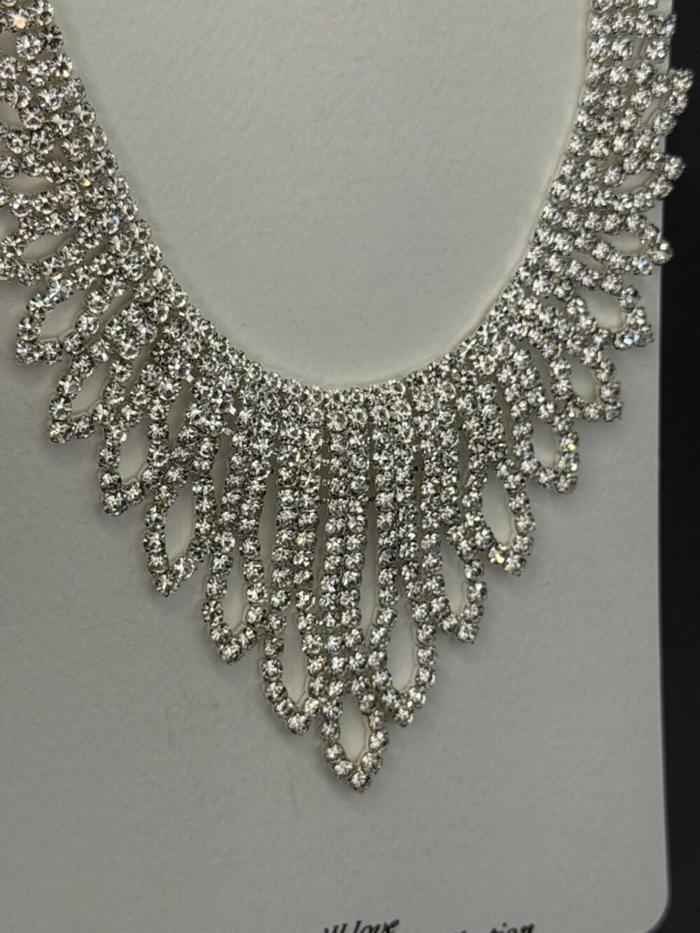 Christina Collection Silver Tone Rhinestone Statement Necklace & Earrings Bridal
