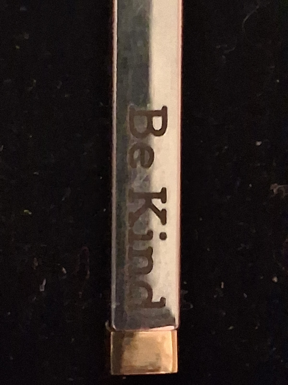 Gold Tone Engraved Bar Pendant Necklace “Be Kind…of a Badass” Cable Chain