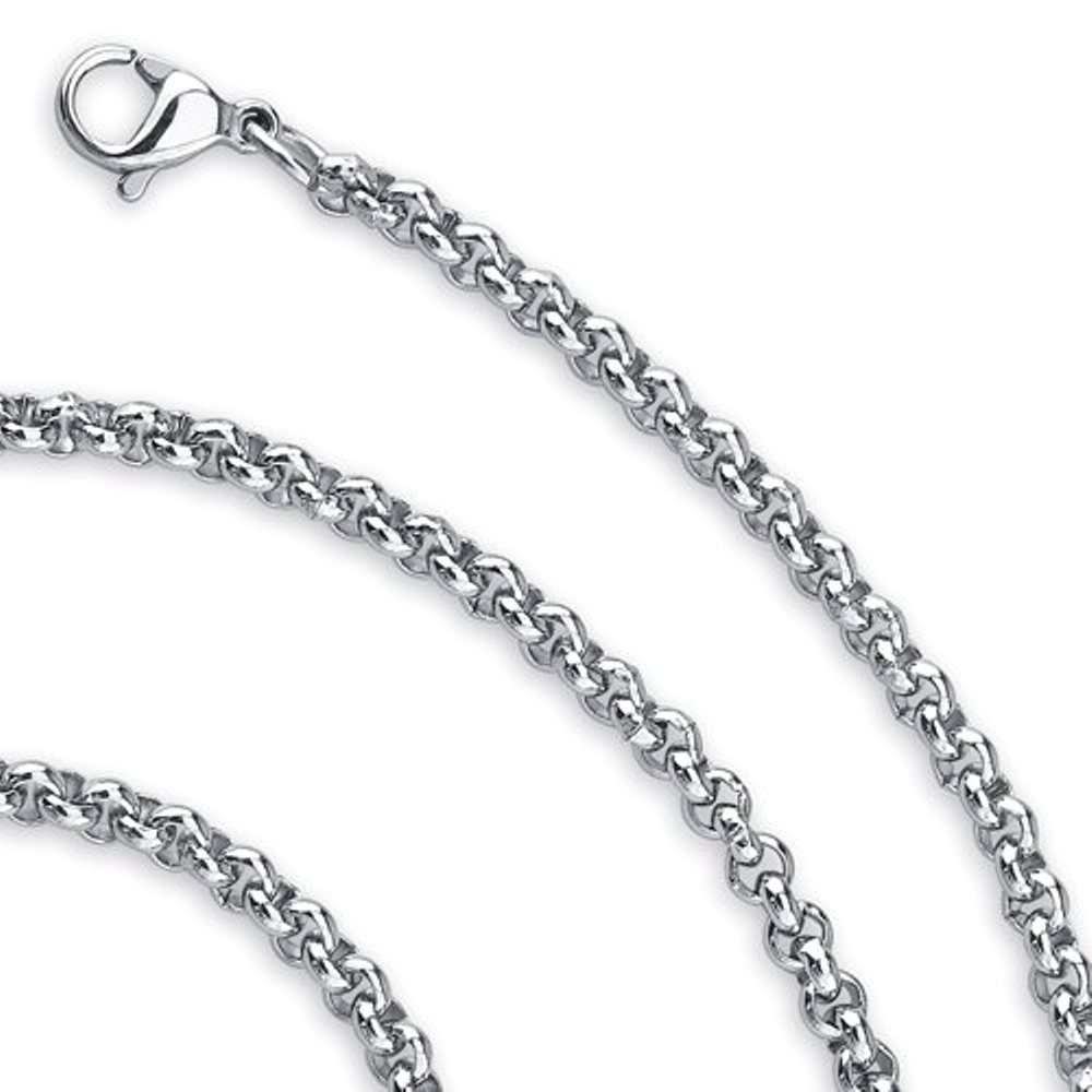 316L Solid Durable Stainless Steel Rolo Link Chain Necklace 24″ 2.5 mm