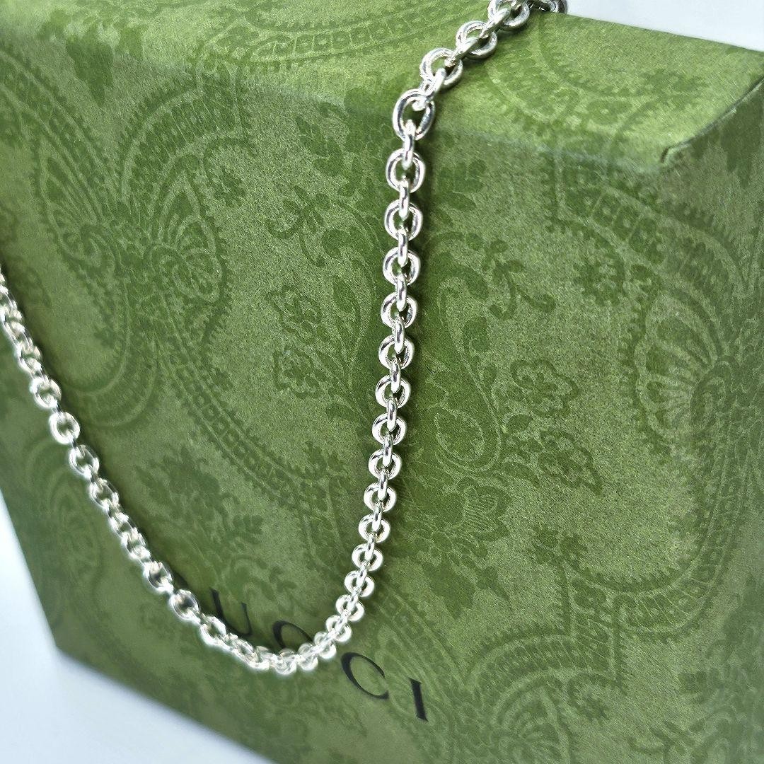Gucci Figaro Chain Necklace, 50 Long, 3.7 Wide, Y2K Silver 925
