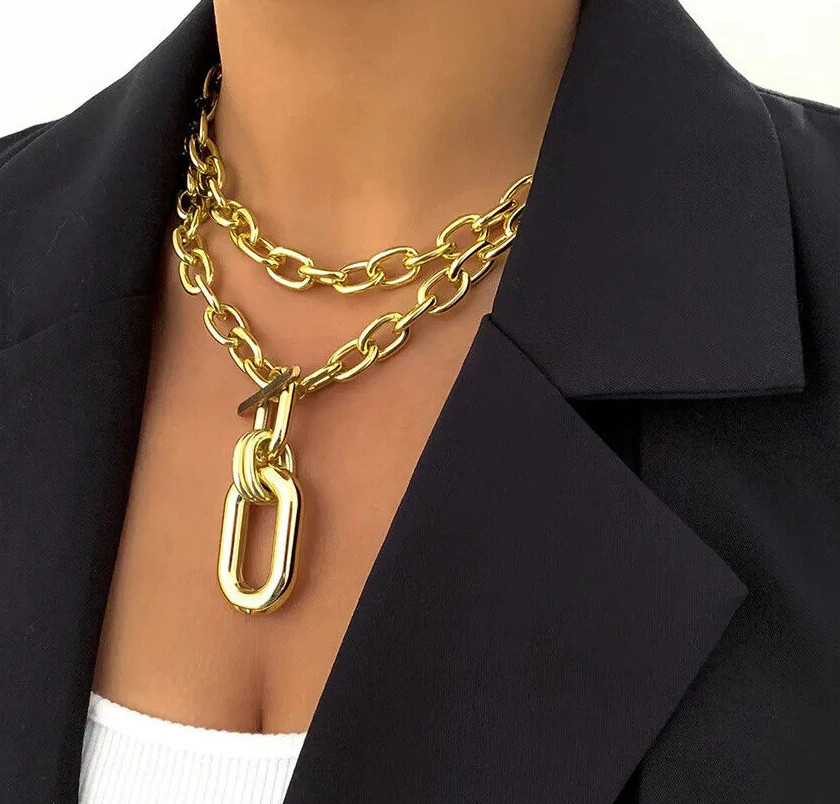 Women’s Jewelry Exaggerated Chunky Mult-Layer Chain Choker Necklace 88-O
