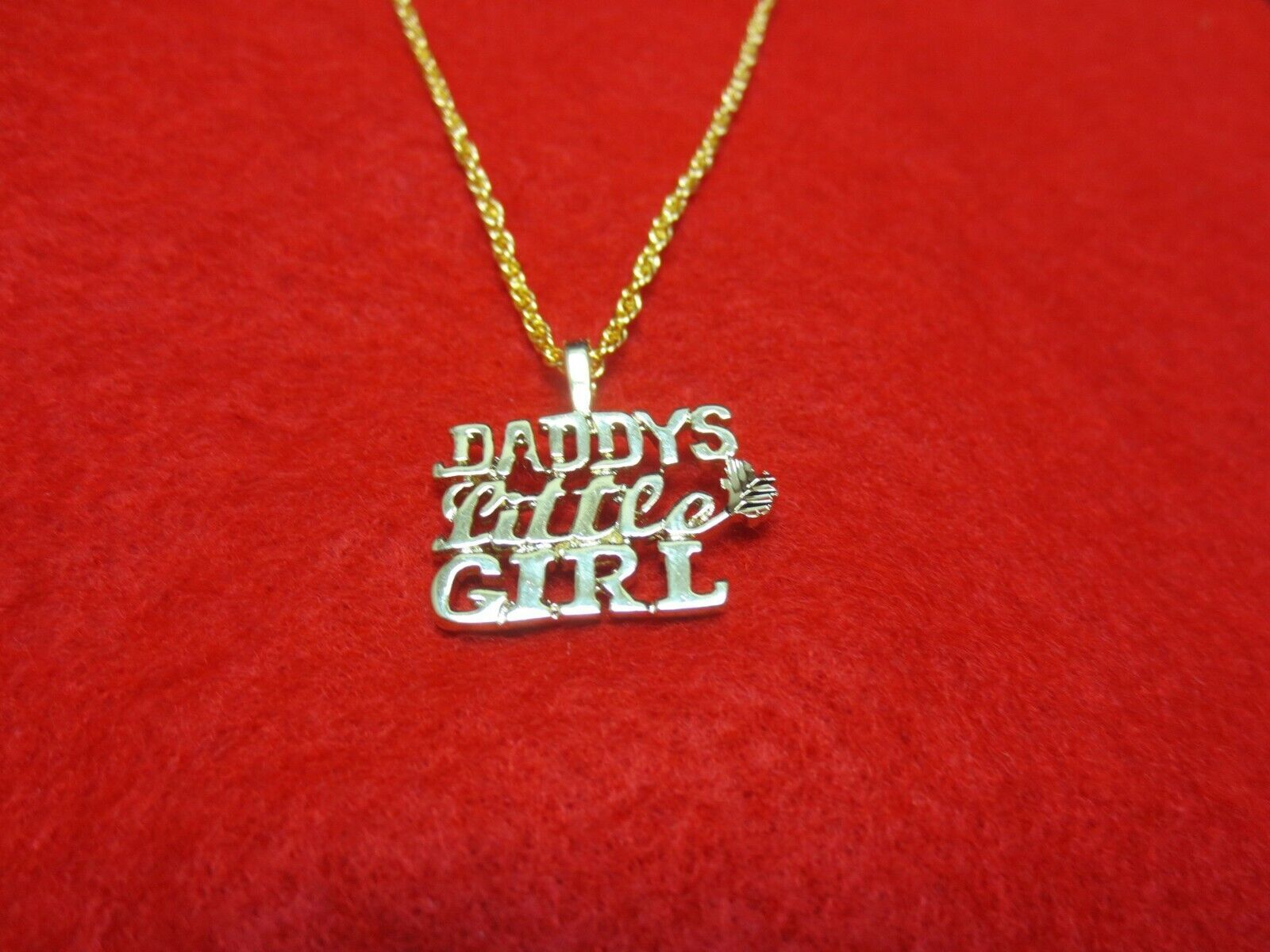 14KT GOLD EP DADDY’S LITTLE GIRL WORD PENDANT CHARM WITH 30″ ROPE CHAIN – 2391