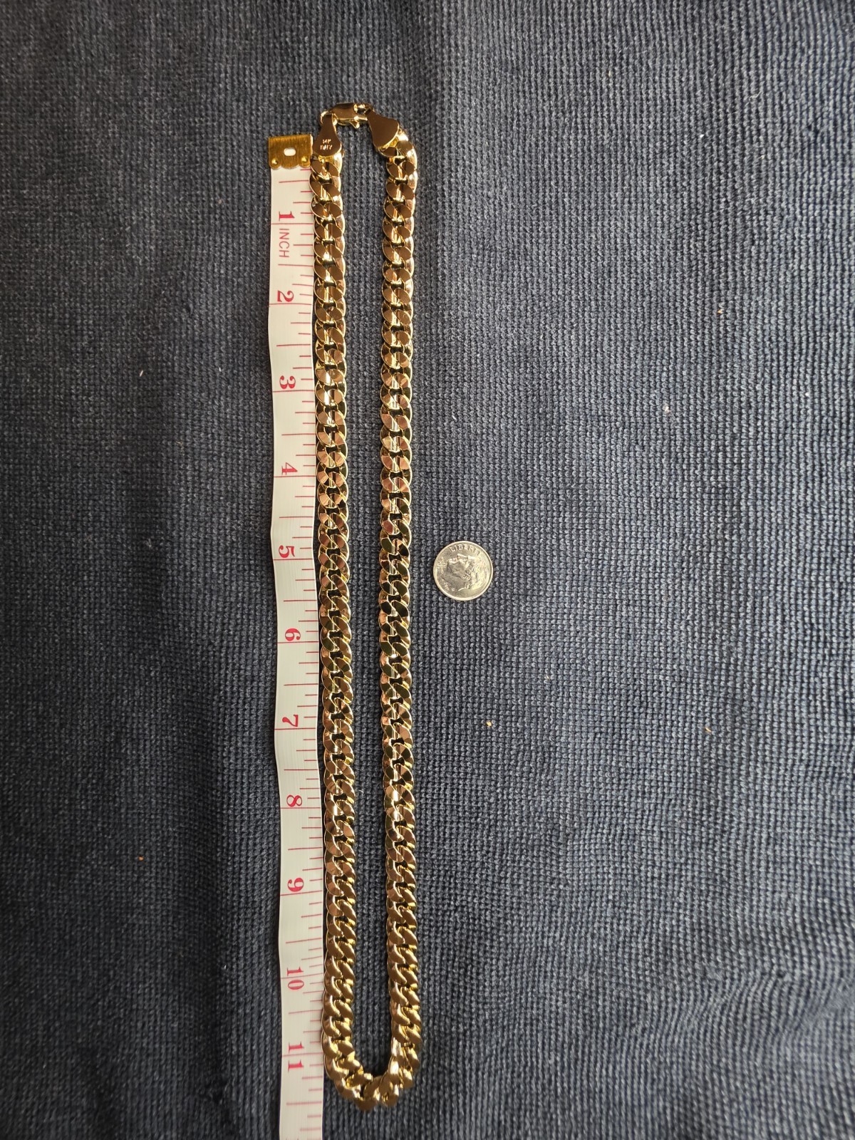 14k Yellow Gold Filled Cuban Link Chain Necklace Lobster Clasp Signed 22 in