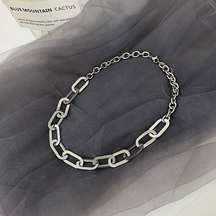 Woman 18K Gold Plated Stainless Steel Thick Rolo Chain Necklace Link Chain