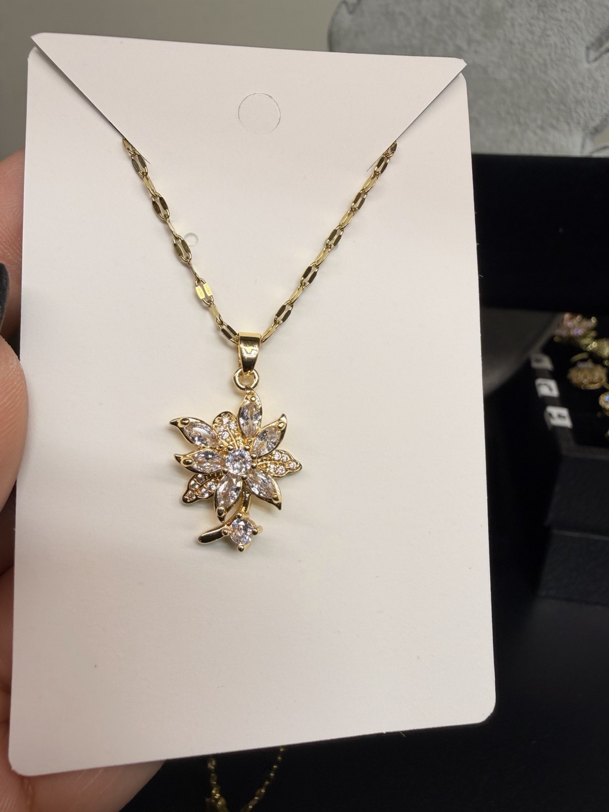14k Gold Plated Set of 4 Necklaces CZ 16-18 inches (flower 19inch)