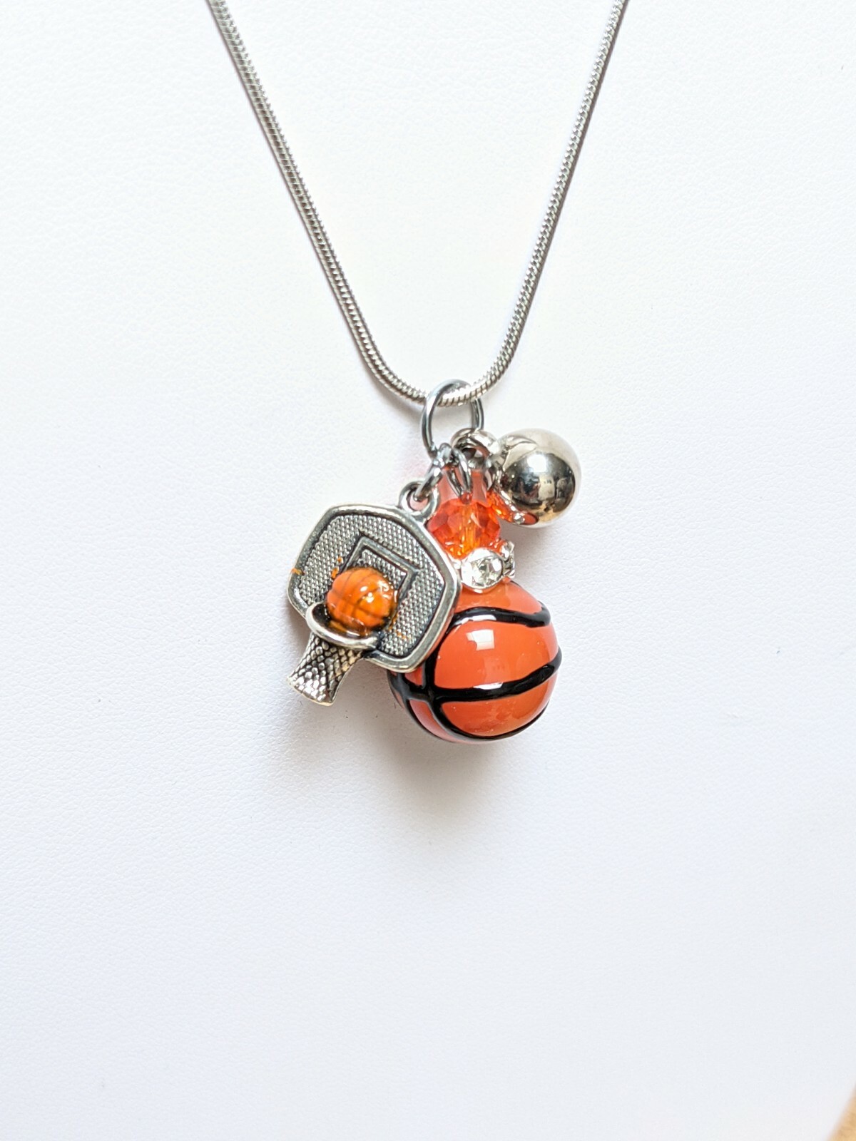 Basketball Necklace Sports Fan Jewelry Pendant chain Necklace 18″ +2″ ext