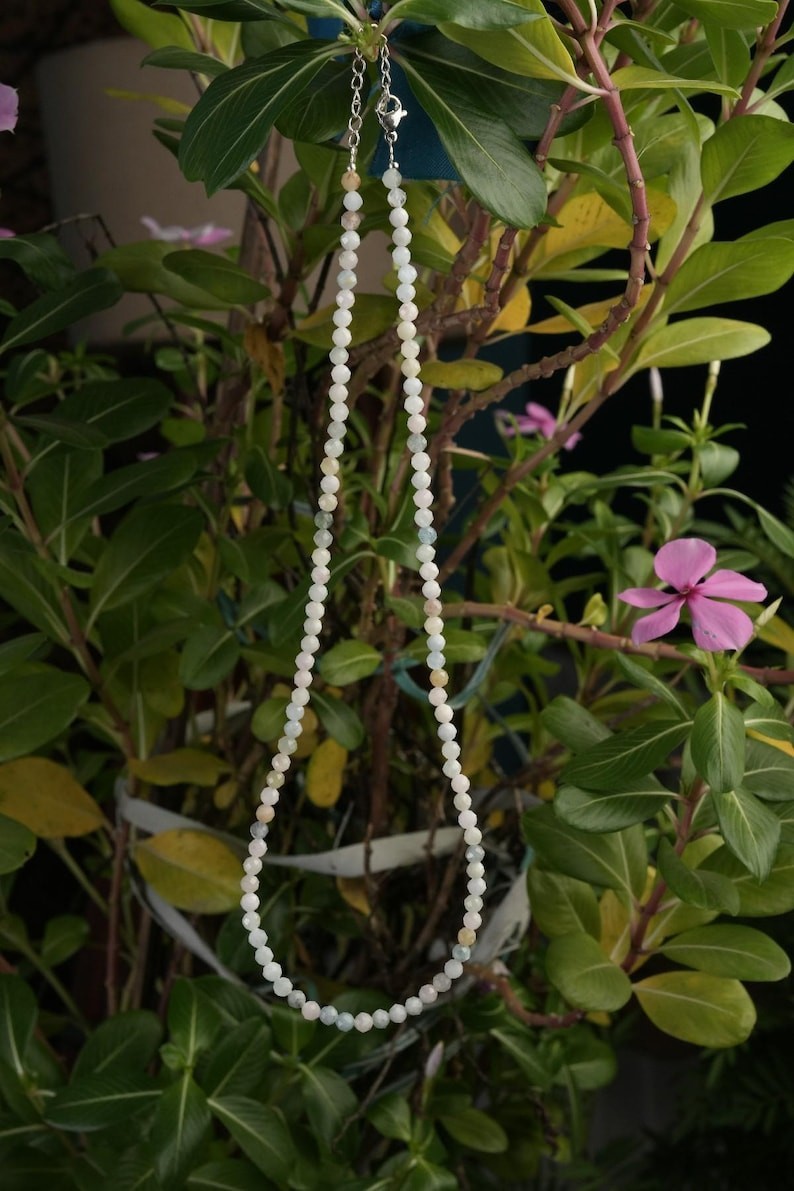 Natural A++ Amazonite Faceted Round Gemstone Beads Women Handmade Necklace 24”