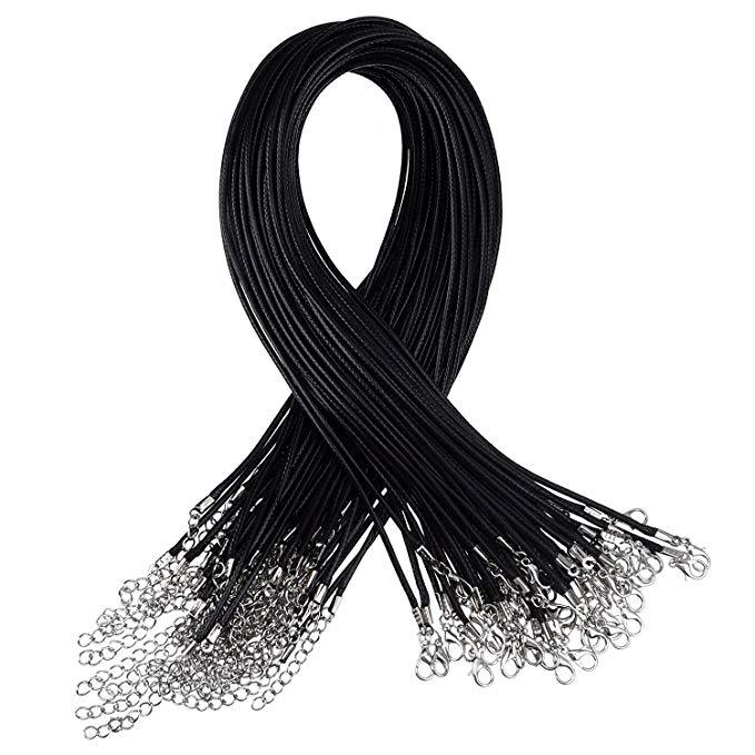 10-100Pcs Black Leather Necklace Rope Cord Chain String for DIY Jewelry Making