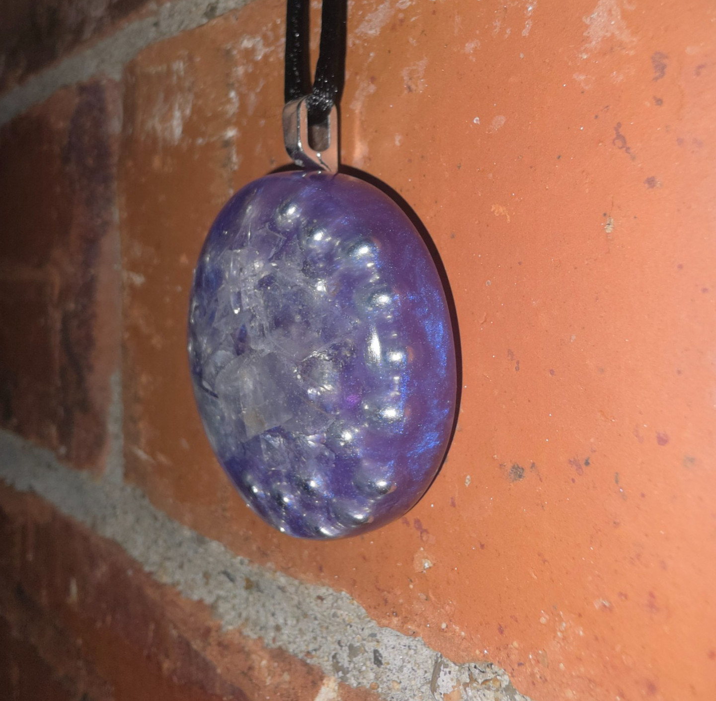 Flourite Orgonite Orgone Energy Pendant Necklace Purple Spiritual Tool Protect