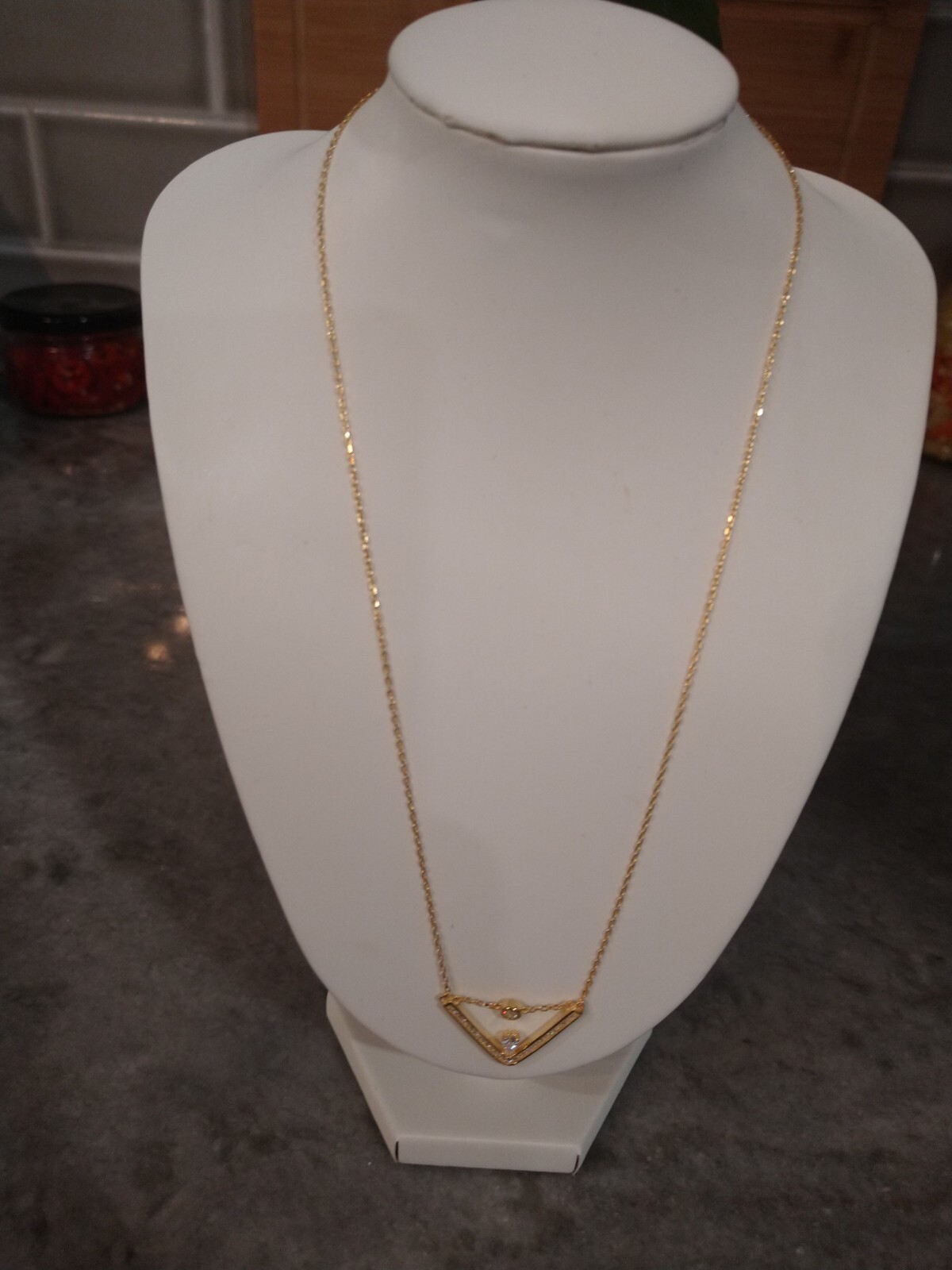 LA Simulated Diamond Trendy Necklace 17.5″/14K YG/Sterling Silver 0.80 Carats
