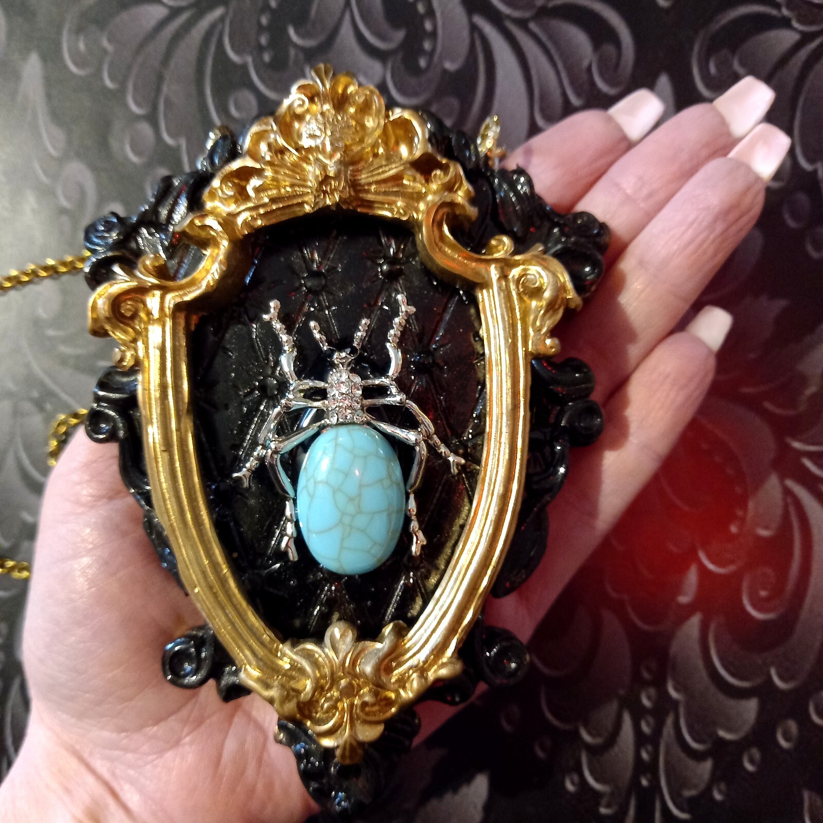necklace woman pendant art deco nouveau talisman luck luxury jewelry blue spider