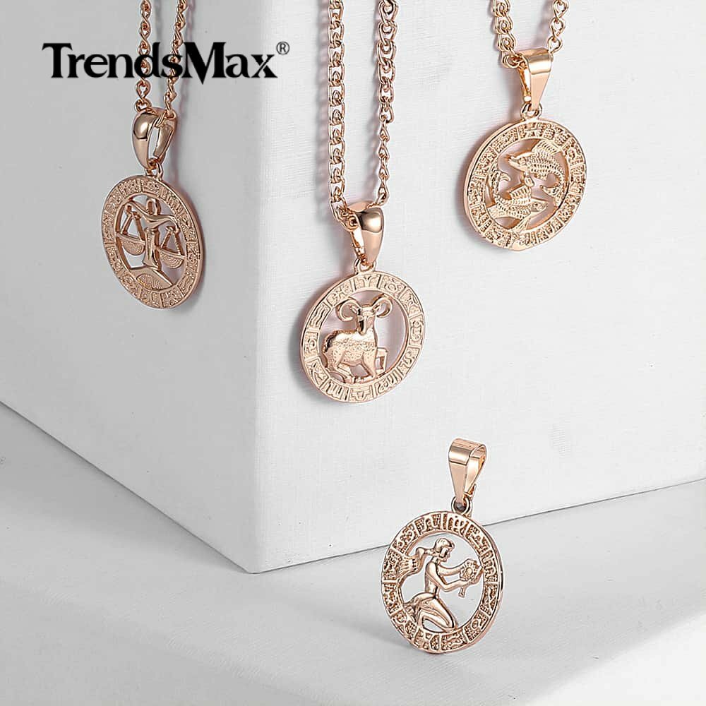 Silver/Gold Plated 12 Zodiac Signs Constellation Link Necklace Pendant Women Men