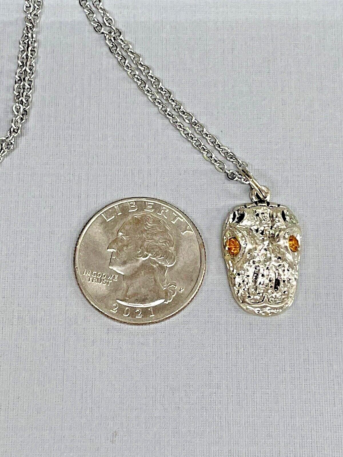 Alligator Gator Silver Sea Life Necklace 18” Stainless Coastal Jewelry NEW