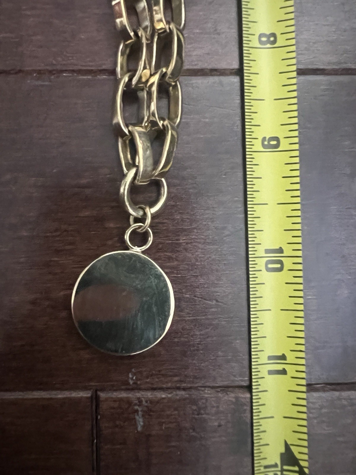 Meyelo Lottie Necklace Gold Tone Oval Link Chain Coin Round Pendant 18in