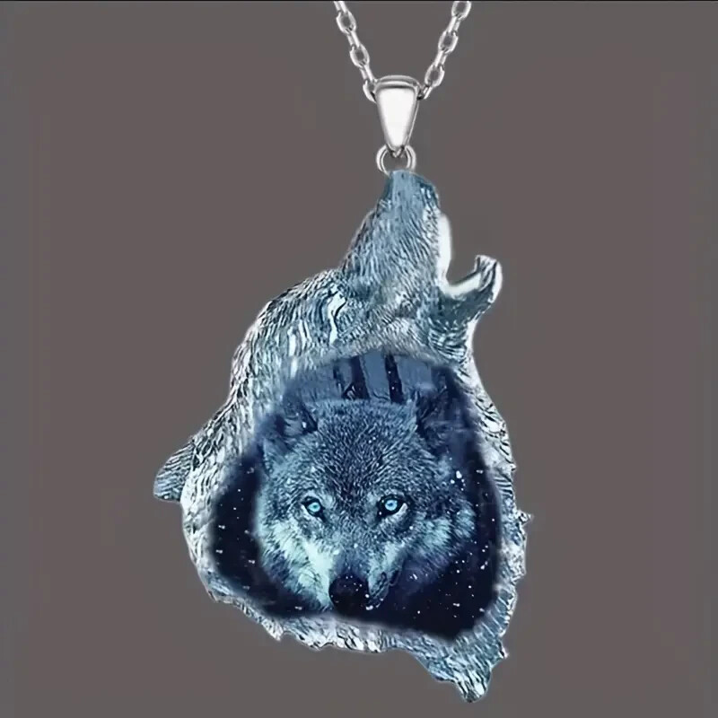 Beautiful Inner Wolf On Howling Wolf Pendant & 17″ Necklace! FREE SHIP IN USA