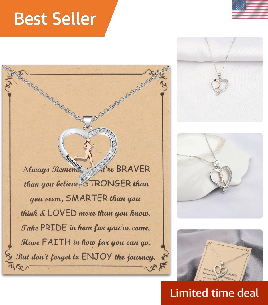 Inspirational Stainless Steel Running Necklace for Women – Adjustable 17+1.97in