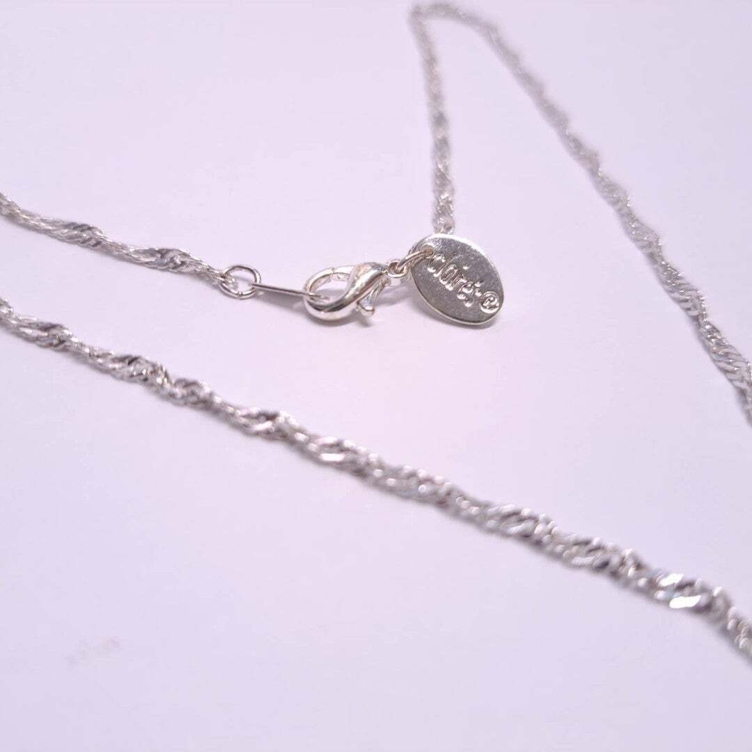 Snowflake Necklace Rhinestone Pendant Charm 15″ Water Wave Chain Silver Plated ?