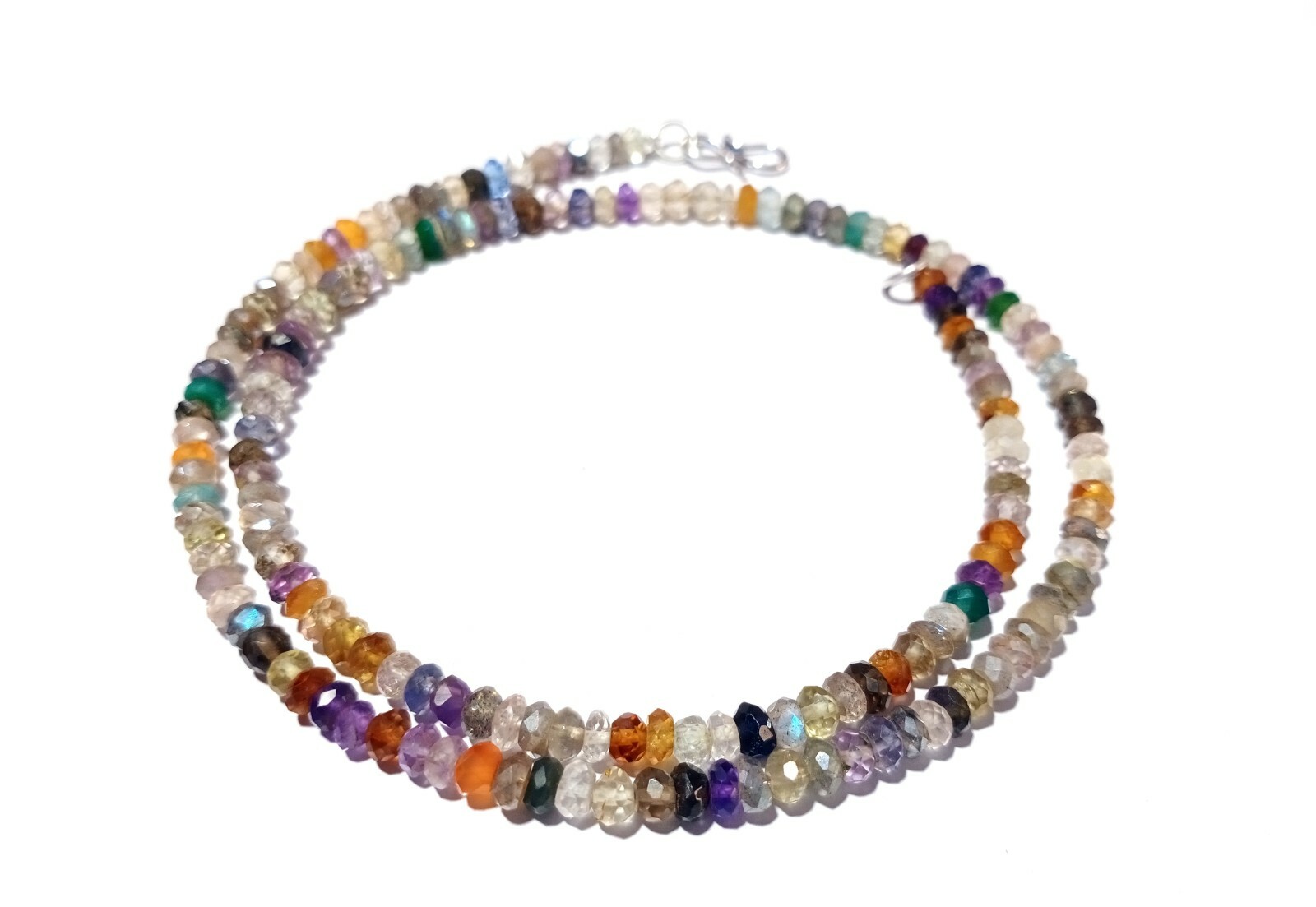 Natural Multi Stone Rondelle Faceted 4-4.5mm Gemstone Beads 20″Inch 1 Necklace
