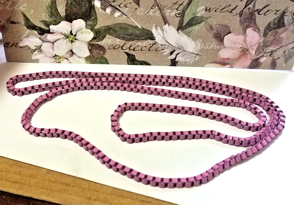Vintage Venetian Pink Stainless Steel Box Chain Necklace Costume Fashion