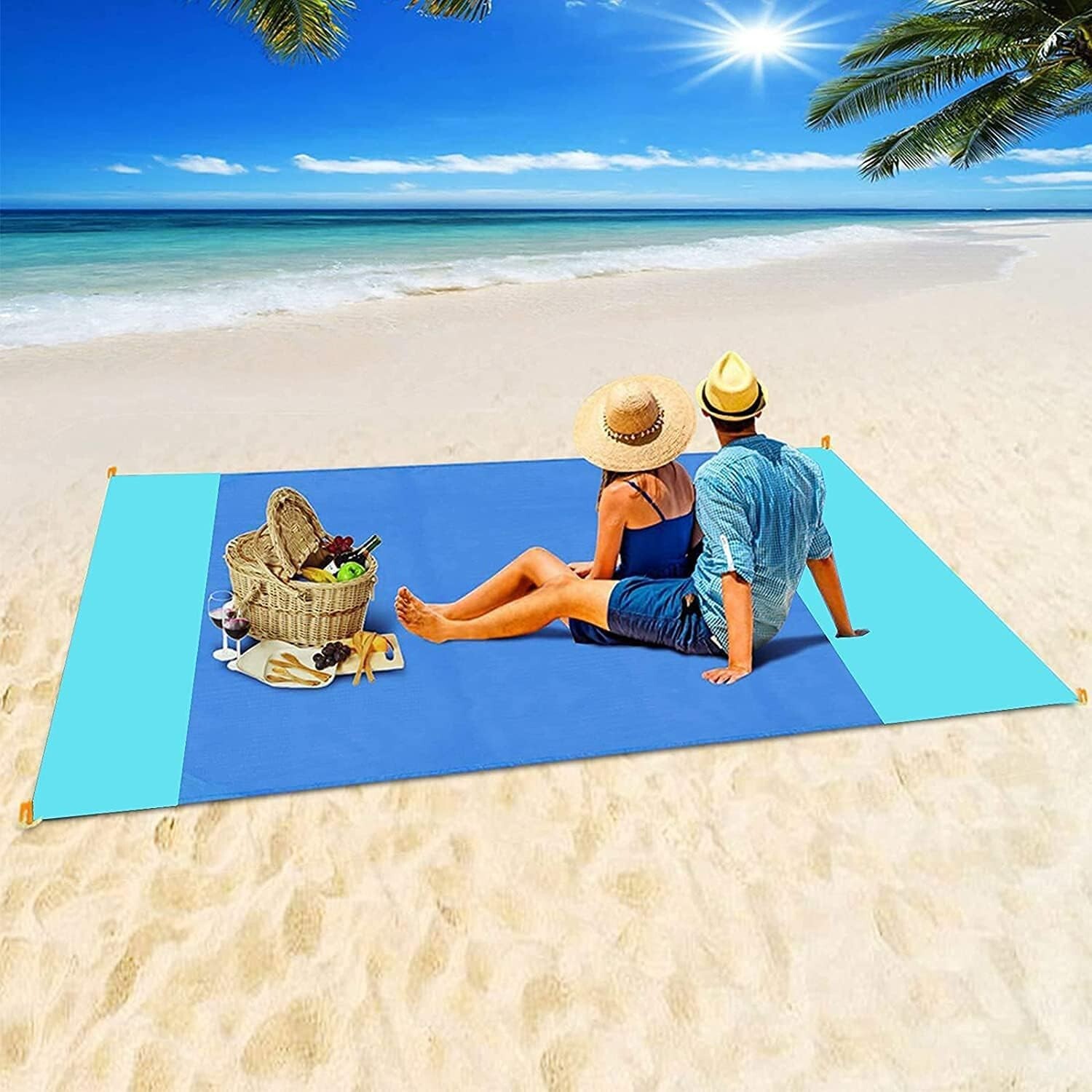 Beach Blanket, Beach Mat Sand Free Waterproof 79″ X 83″ Suitable for 4-7 Adults,