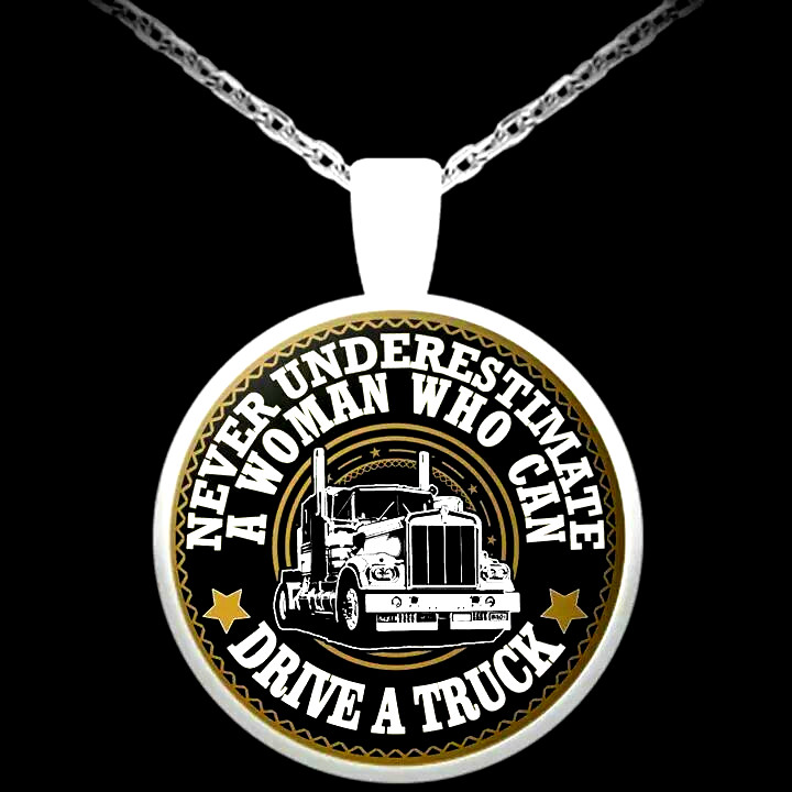 WOMAN TRUCK DRIVER Pendant Sterling 925 Silver 22″ Necklace fashion jewelry gift