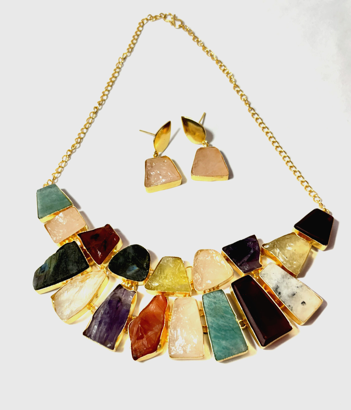 Necklace With Stud Multi Necklace Natural Gemstone Jewelry Gift For Her