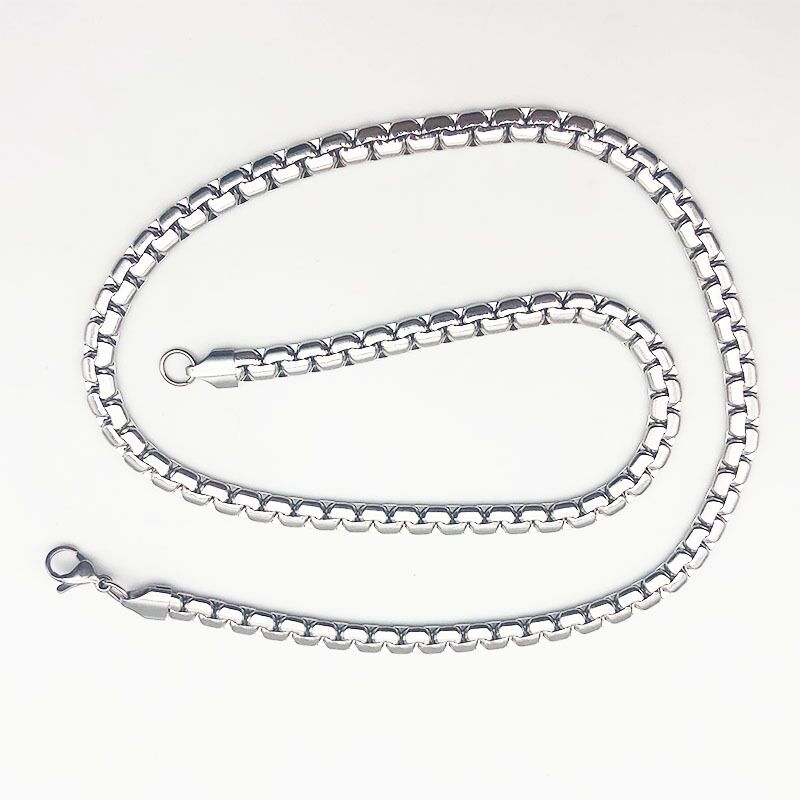 2.5/3/4mm Woman Man Real Stainless Steel Square Rolo Box Flat Chain 18-32”