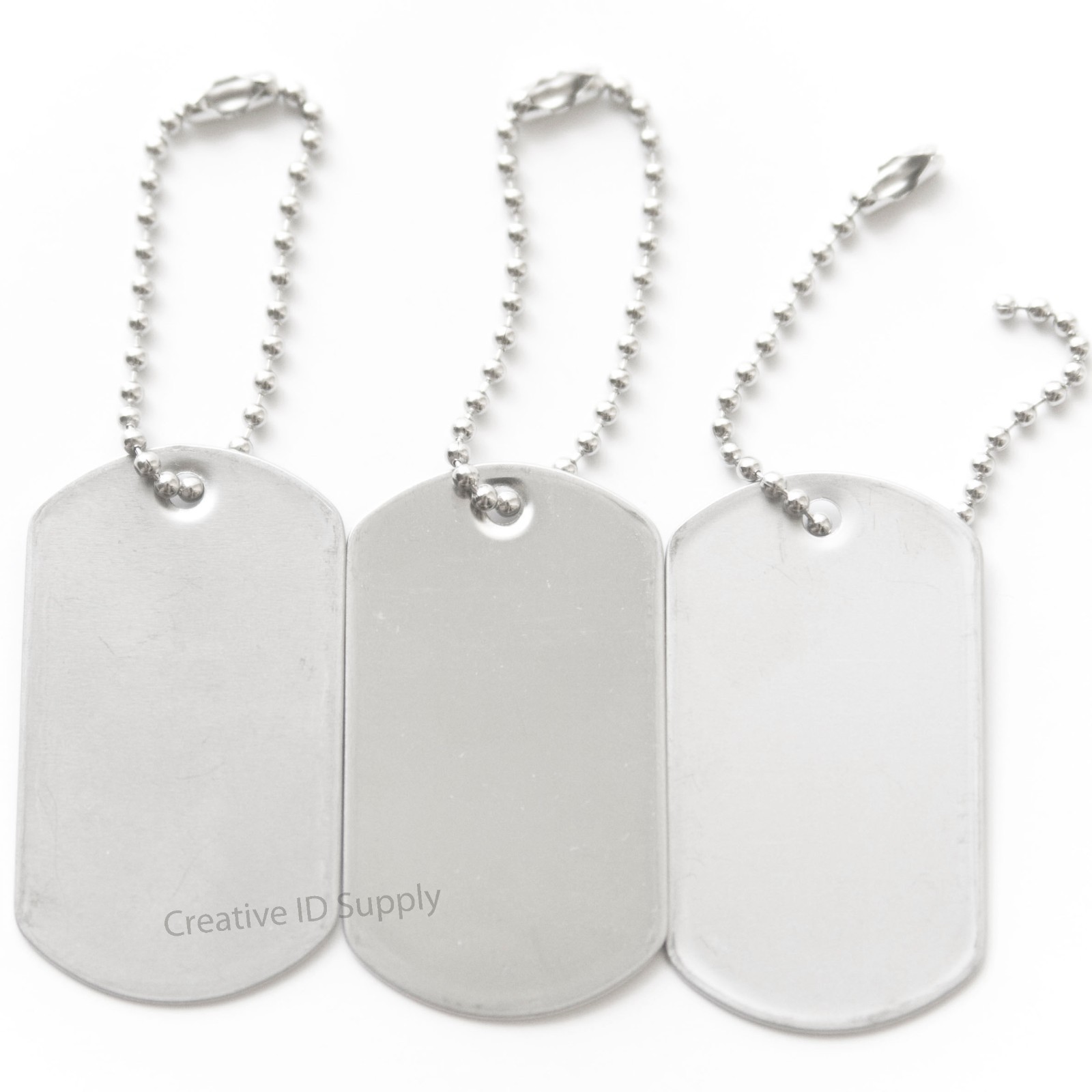 100 BLANK STAINLESS STEEL DOG TAGS SHINY/MATTE MILITARY SPEC WITH/OUT KEY TAG