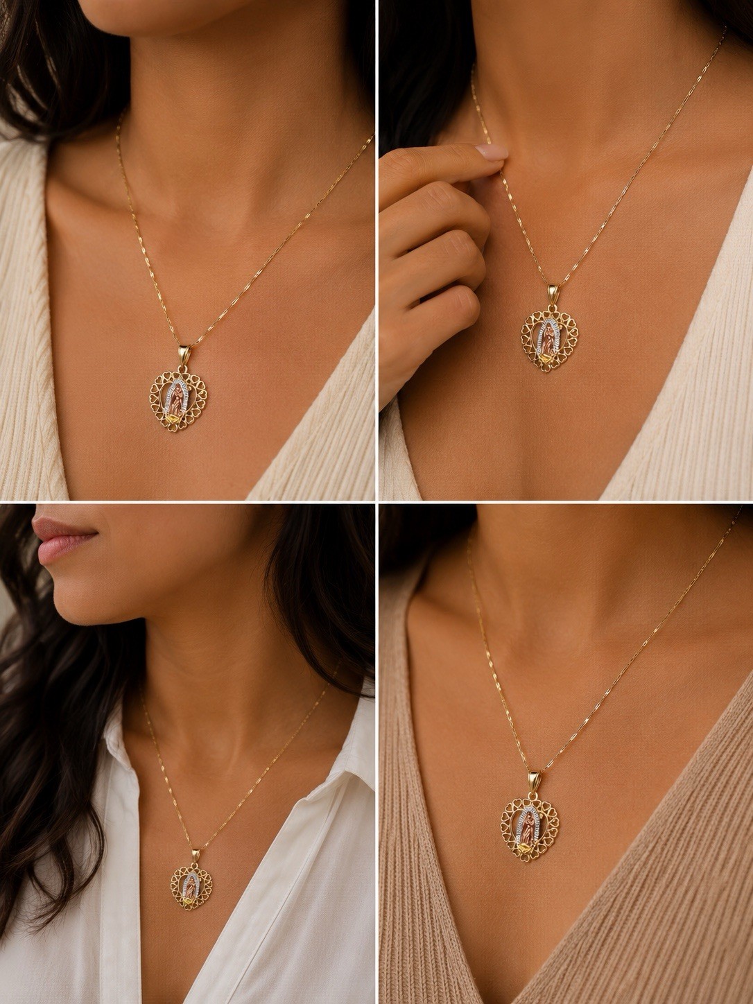 Elegant x p none tarnished none fade Gold Tone Religious Round Charm Pendant