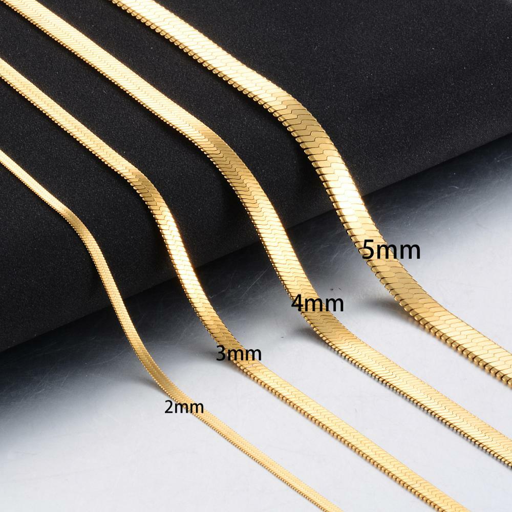 Unisex 18K Yellow Gold Filled Tarnish-Resist 3mm Herringbone Chain Necklace K14