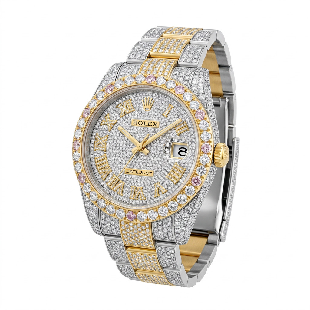 Two Tone Rolex Watch ; Yellow/White Gold ; Lab Diamond ; 14k White/Yellow Gold