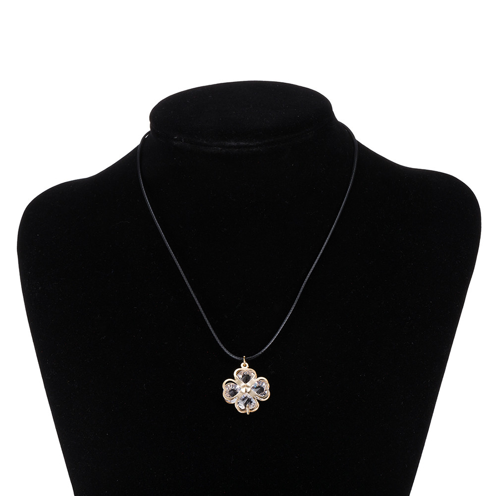 Elegant 18k Yellow Gold Plated Glass Flora Penant Woman Gift Necklace N-A558