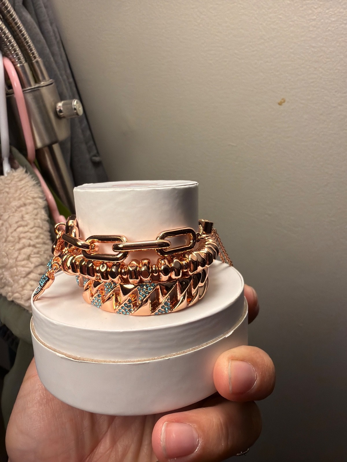 The sweetheart lock Lab created stones Rose gold plating removable charms
