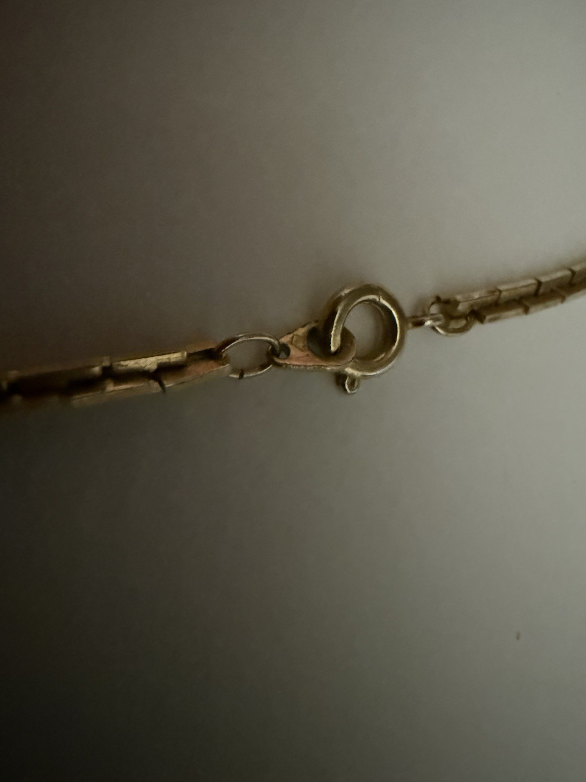 Vintage Gold Tone Box Chain Necklace Abalone Shell Square Charms by Les Bernard