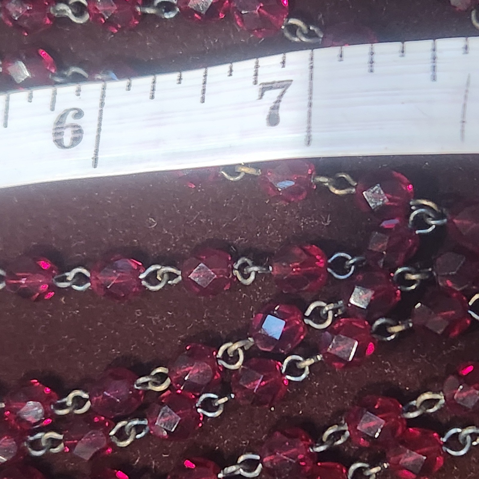 Lyndell NYC Red Crystal Multi Strand Bib Necklace Antiqued metal Tone 15in.