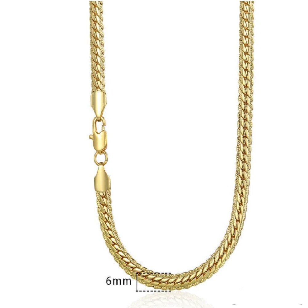 Designer Inspired 18K Gold Vermeil 6mm Wide Snake Curb Link Chain Necklace H809G