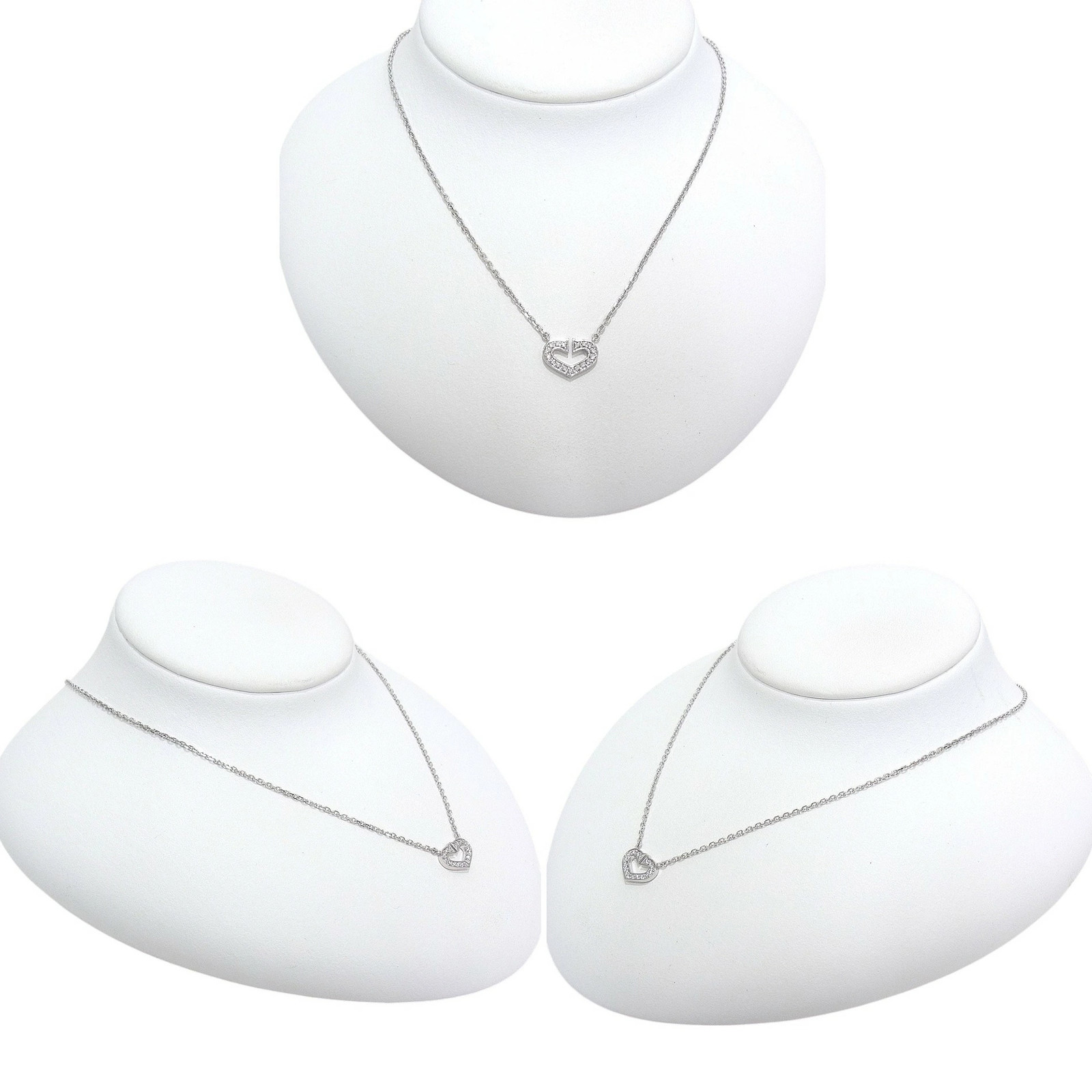 CARTIER C heart necklace 750 K18 WG white gdiamond B7008300 [n A] Authentic