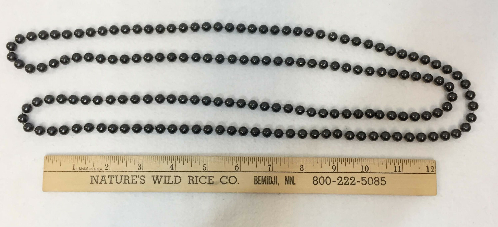 Polished Stone Choker Necklace & Black Plastic Bead Strand String Lot of 2
