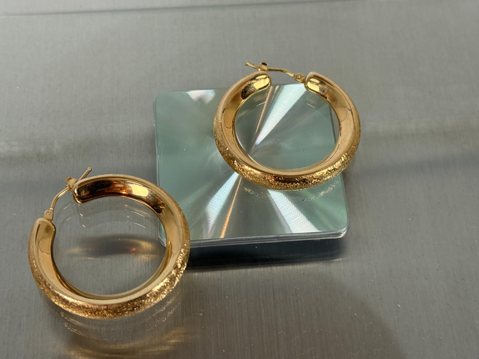 VOGA Collection 18K Gold Electroform Choice of FInish Hoop Earrings STARDUST