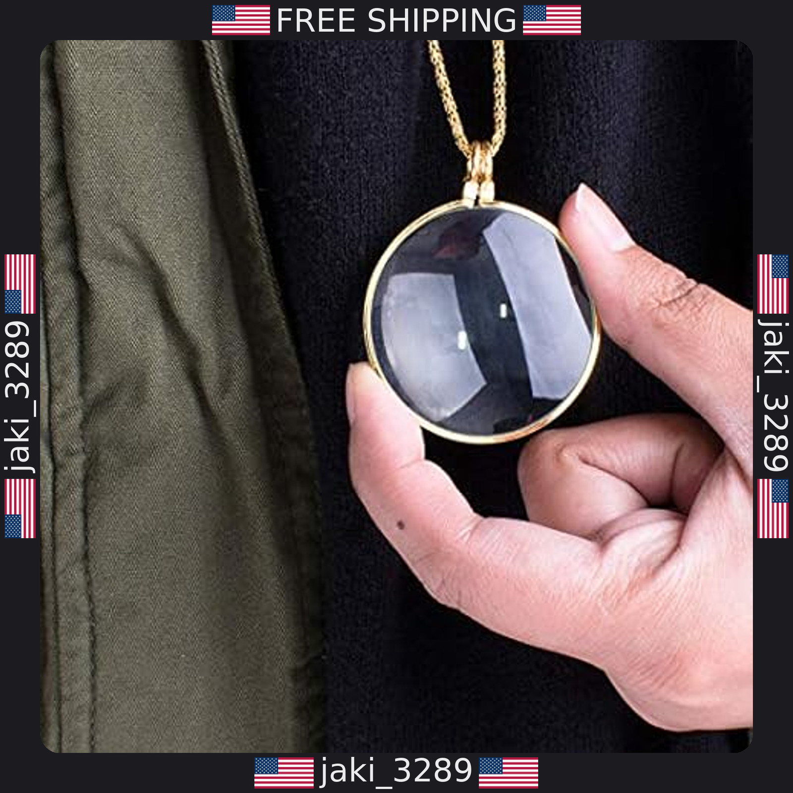 Gold Chain Necklace with 1.75″ Magnifier Lens – Perfect for Reading and Vision