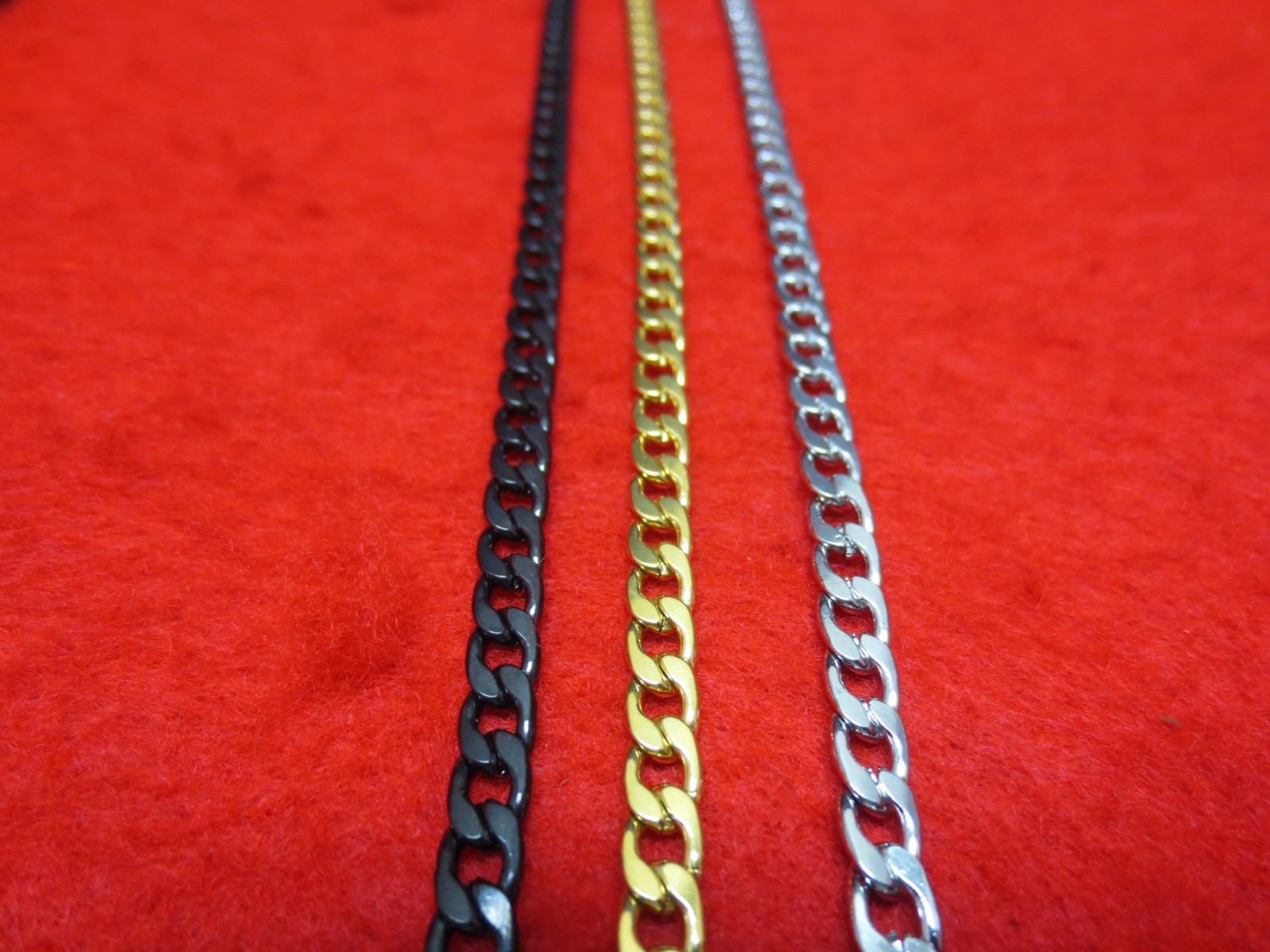 16″-48″ Men Stainless Steel Gold-Silver-Black -Plated, 5mm Curb Cuban Chain