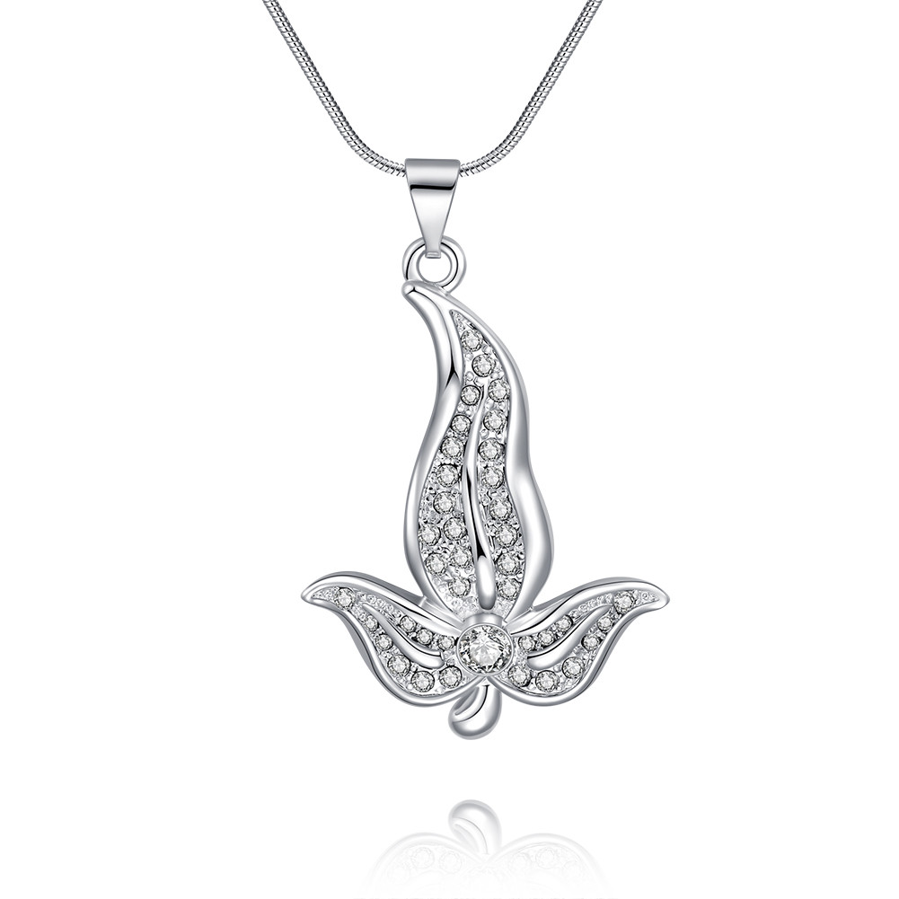 Elegant 925 Sterling Silver Filled Flora CZ Pendant Necklace N-A602 Woman Gift