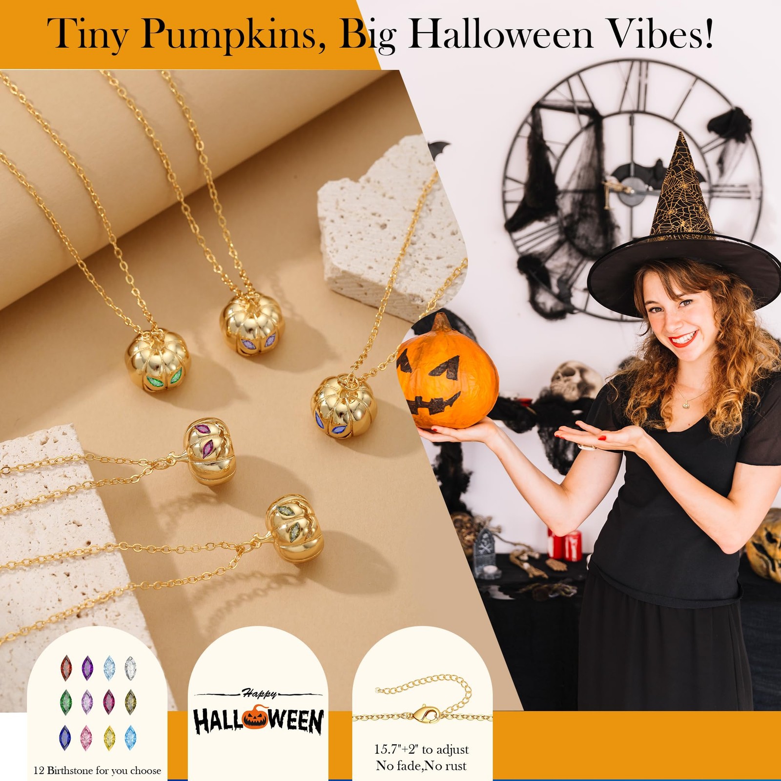 Halloween Gifts for Adults, Halloween Basket Stuffers Pumpkin Necklaces for W…