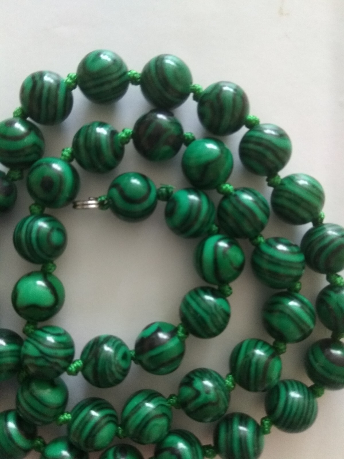 8mm Natural green Malachite gemstone beads necklace 16.5″-UK seller 529-1