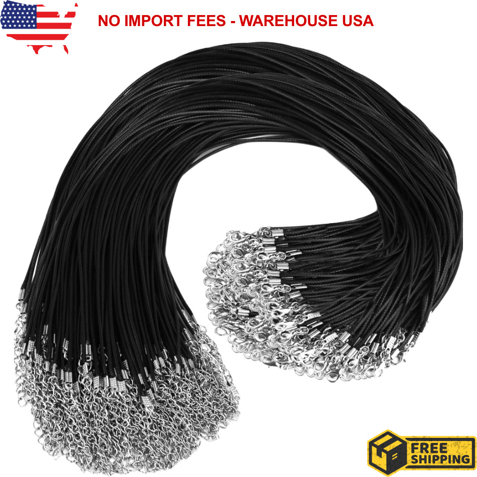100PCS 18” Leather String Charms Necklace Cords Wholesale Rope Bulk Lot Cords