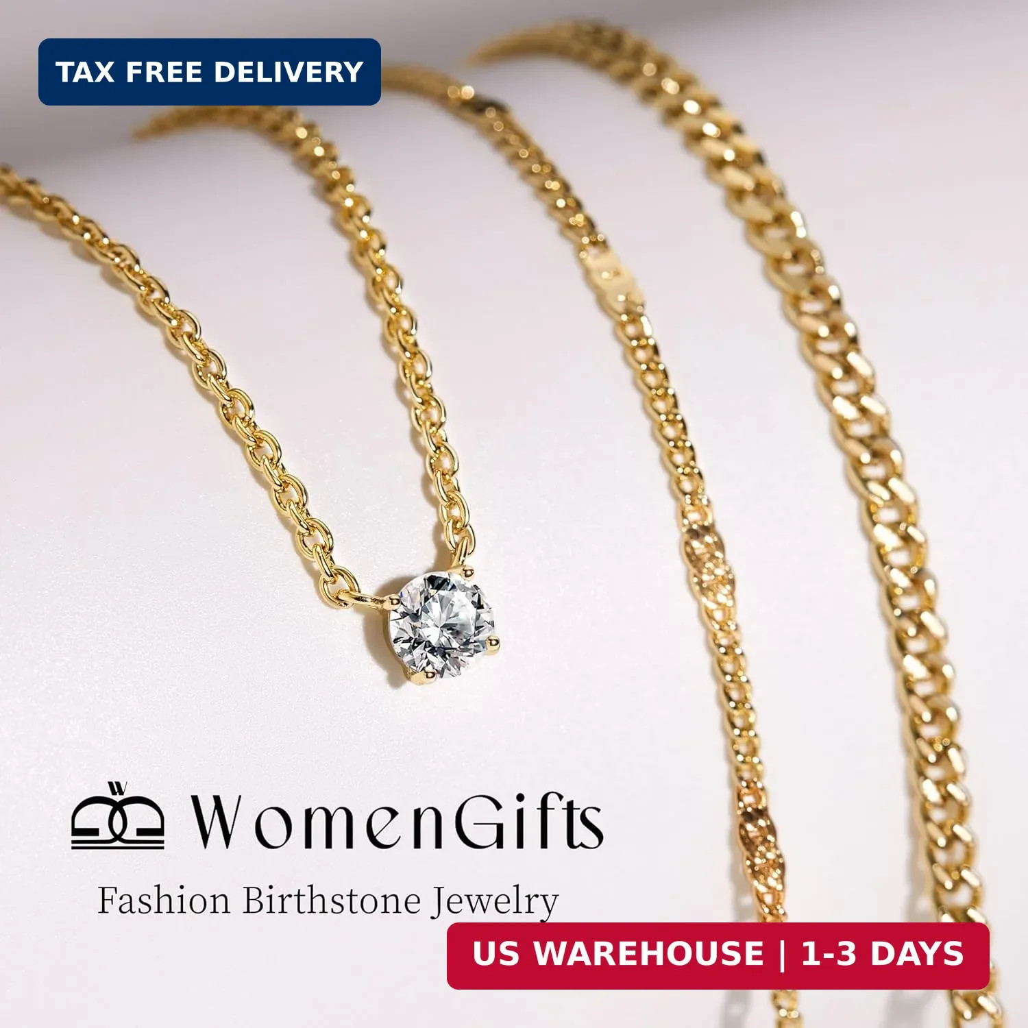 WomenGifts Layered Gold Necklaces for Women, 14K Gold Sterling Silver Plated Dai